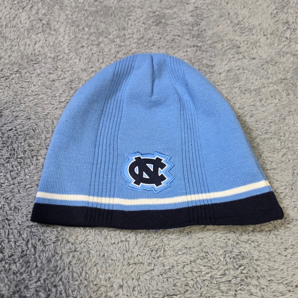 UNC Tar Heels Unisex OS Beanie Hat Carolina Blue‎ Striped Knit NCAA Logo